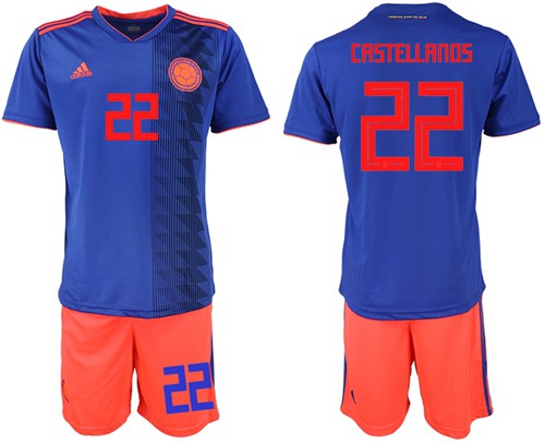 Colombia #22 Castellanos Away Soccer Country Jersey